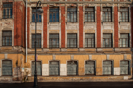 Many equal windows of the factoryの写真素材