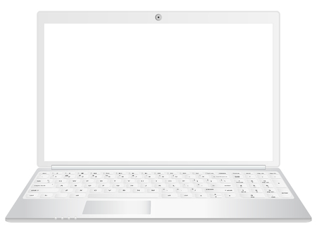A black laptop realistic vector illustration, front view. Can be used with custom imagesのイラスト素材