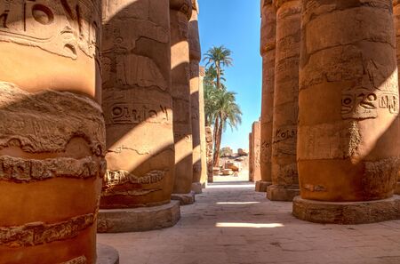 Famous Karnak temple complex of Amon Ra in Luxorの写真素材