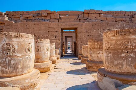 Famous Luxor temple of Medinet Habu complex in Egyptの写真素材