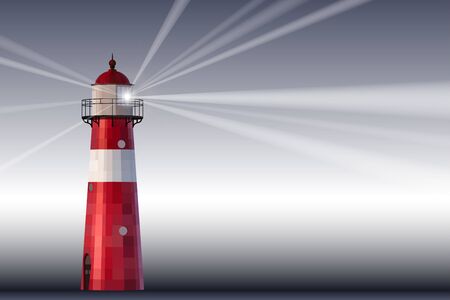 A red and white lighthouse on grey background vector illustrationのイラスト素材