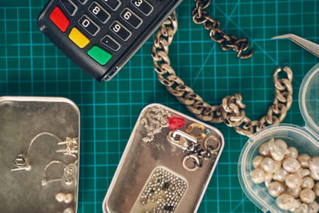 Detail of shopping of jewellery in the shop
