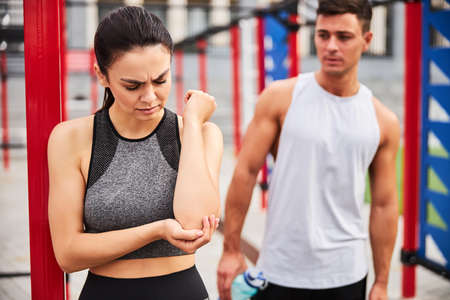 Young woman got injured during training with boyfriend