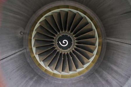 Rotating turbofan engine with a spiral markの写真素材