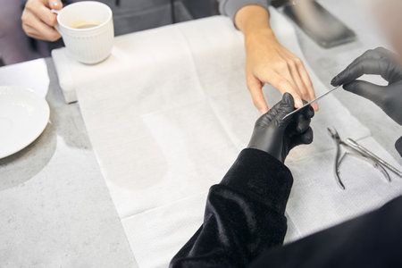 Photo of detail spa manicure in nail centerの写真素材