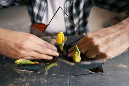 Close-up photo of female working in studio