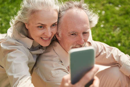 Close up of senior people taking selfie photo