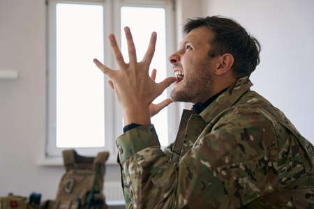 Combatant screaming because of PTSD while staying at home