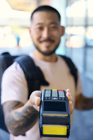 Cashless transactions available as part of food delivery serviceの写真素材