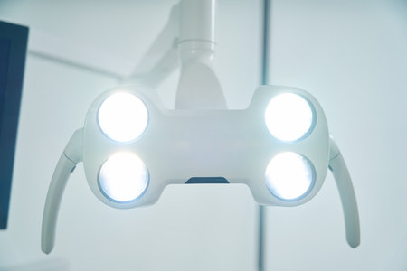 Close-up of dental operating lamp for dental chair. Stomatological equipmentの写真素材