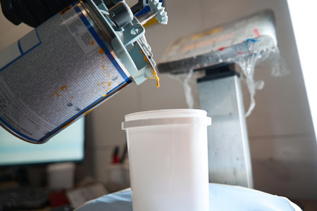 Paint mixing and color matching process before painting