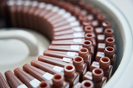 Close-up photo of the inside of a laboratory centrifugeの写真素材