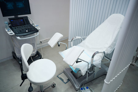Photo of gynecologist office which houses equipment for examining patientsの写真素材