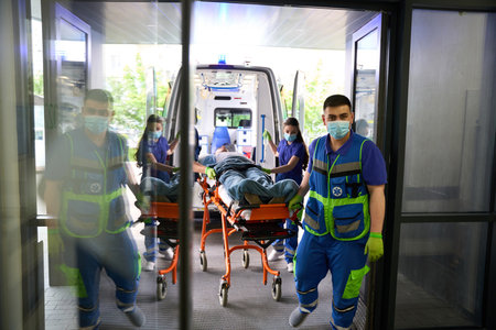 Ambulance team took the patient to the hospital