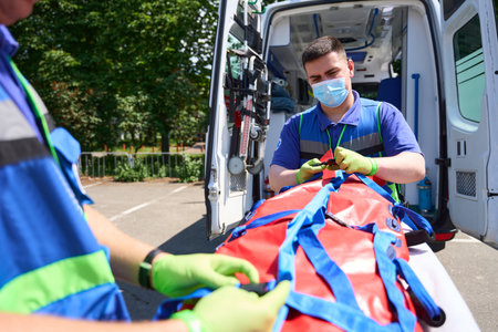 Man injured in accident is fixed by doctors on special stretcher