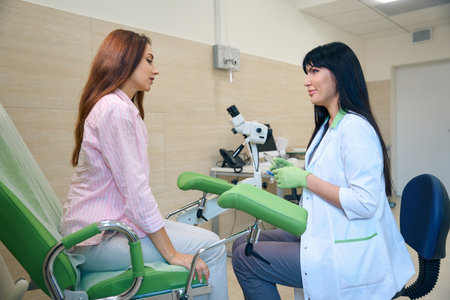 Gynecologist preparing gynecological mirrors with exhaust pipes for omanの写真素材