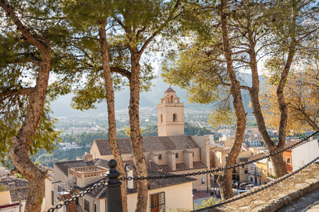 View of the church in Polop village, Alicante in Spainの写真素材