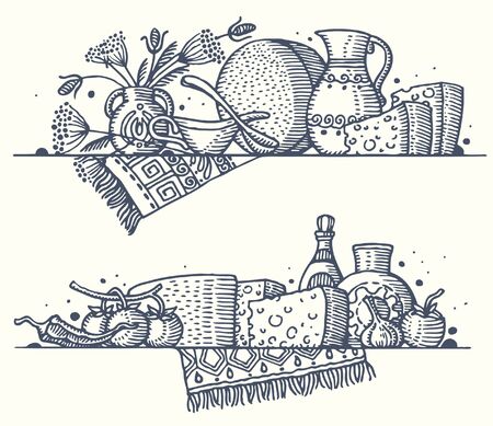 Still life with cheese. Vector.のイラスト素材