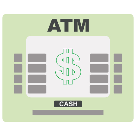 ATM flat icon. Automated teller machine sign. Cash sign. Vector illustrationのイラスト素材