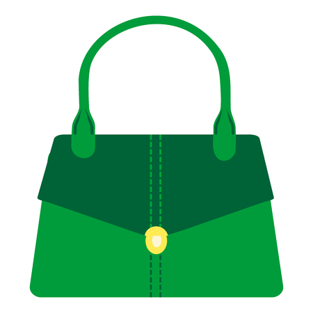Hand stylish bags. Green colored womans bags, for lady. Colorful female modern bag icon. Vector illustrationのイラスト素材