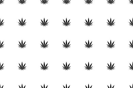 Cannabis seamless pattern. Marijuana floral pattern. Flat leaf of weed cannabis, monochrome black and whit. Marijuana design element seamless for fabric vector illustration.のイラスト素材