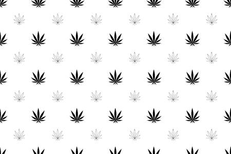 Cannabis seamless pattern. Marijuana floral pattern. Flat leaf of weed cannabis, monochrome black and whit. Marijuana design element seamless for fabric vector illustration.のイラスト素材