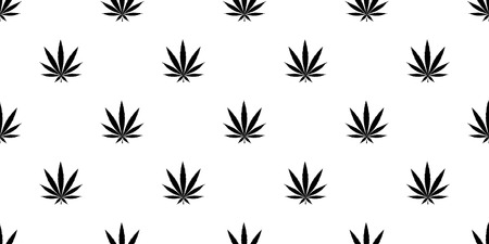 Cannabis seamless pattern. Marijuana floral pattern. Flat leaf of weed cannabis, monochrome black and whit. Marijuana design element seamless for fabric vector illustration.のイラスト素材