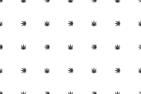 Cannabis seamless pattern. Marijuana floral pattern. Flat leaf of weed cannabis, monochrome black and whit. Marijuana design element seamless for fabric vector illustration.のイラスト素材