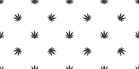 Cannabis seamless pattern. Marijuana floral pattern. Flat leaf of weed cannabis, monochrome black and whit. Marijuana design element seamless for fabric vector illustration.のイラスト素材