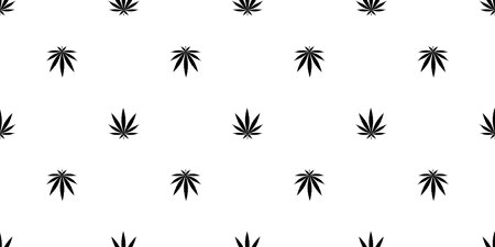 Cannabis seamless pattern. Marijuana floral pattern. Flat leaf of weed cannabis, monochrome black and whit. Marijuana design element seamless for fabric vector illustration.のイラスト素材