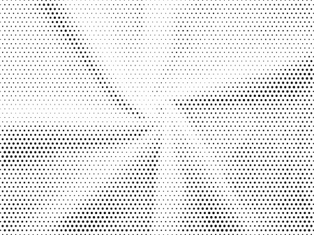 Abstract Halftone gradient dots background. Black white grunge texture. Pop Art circle comic pattern. Polka dots, rays twisted vector pattern. Template for presentation flyer, business cards, stickersのイラスト素材