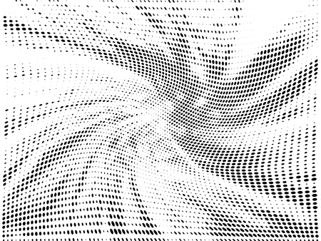 Halftone gradient pattern. Abstract halftone dots background. Monochrome dots pattern. Grunge texture. Pop Art, Comic small dots. Rays twisted dots. Design for presentation, report, flyer, cover, cardのイラスト素材