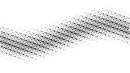 Halftone gradient pattern. Abstract halftone dots background. Monochrome dots pattern. Pop Art, Comic small dots. Wavy twisted strip. Banner with space. Design for presentation, report, flyer, cardのイラスト素材