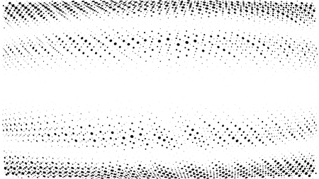 Halftone gradient pattern. Abstract halftone dots background. Monochrome dots pattern. Grunge texture. Pop Art, Comic small dots. Wave twisted dots. Banner with space. Template for cover, card, flyerのイラスト素材