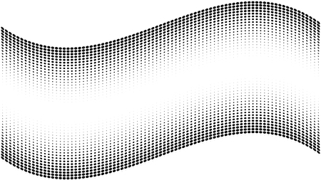 Halftone gradient pattern. Abstract halftone dots background. Monochrome dots pattern. Grunge texture. Pop Art, Comic small dots. Wavy twisted strip. Banner with space. Template for cover, card, flyerのイラスト素材