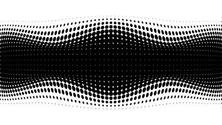 Halftone gradient pattern. Abstract halftone dots background. Monochrome dots pattern. Grunge texture. Pop Art, Comic small dots. Wave twisted dots. Banner with space. Template for cover, card, flyerのイラスト素材
