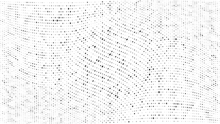 Halftone gradient pattern. Abstract halftone dots background. Monochrome dots pattern. Grunge dirty texture. Vector halftone texture. Wave twisted dots. Pop Art, Comic small dots. Design elementsのイラスト素材