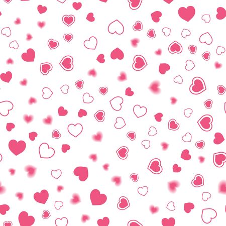 Hearts seamless pattern. Background with like, follow sign. Pattern small pink hearts on white background. Template for greeting card Happy Valentines day, textile design, love concept.のイラスト素材