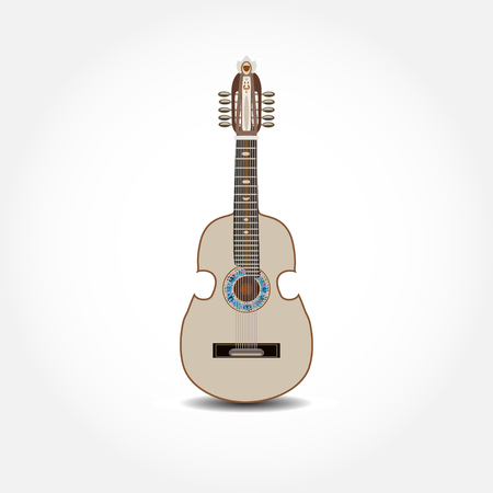 Vector illustration of cuatro, Latin American guitar isolated on white background.のイラスト素材