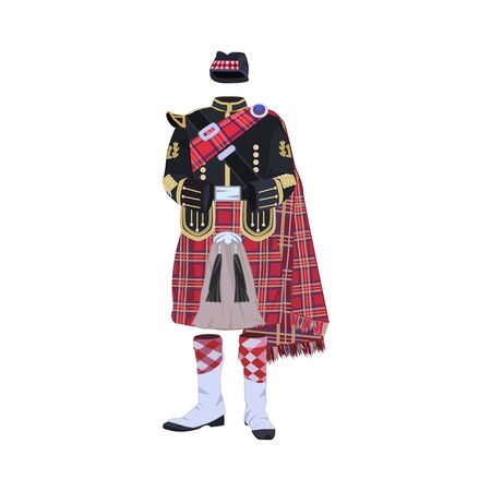 Scottish traditional clothing flat vector illustrationのイラスト素材