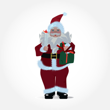 Vector Illustration of Santa Claus with candle and sack full of giftsのイラスト素材