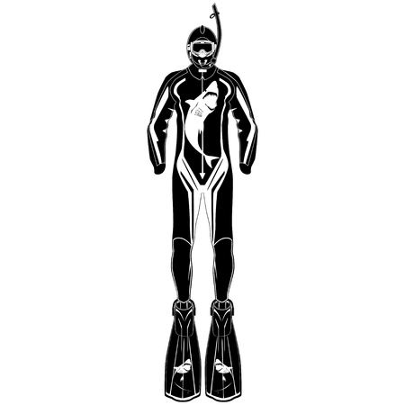 Diver vector flat illustration design conceptのイラスト素材