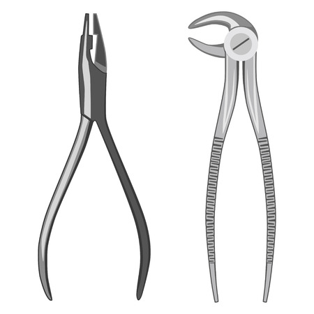 Dental surgery instruments extracting forceps vector icon setのイラスト素材