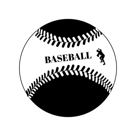 Baseball ball black template on white vector illustrationの写真素材