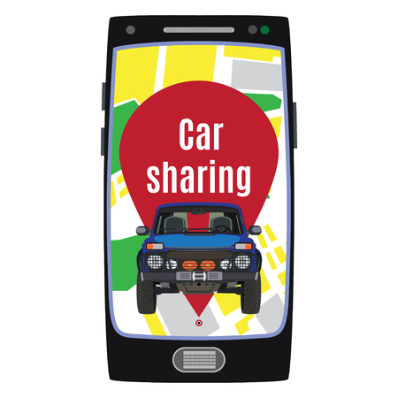Car sharing service concept vector flat illustrationのイラスト素材