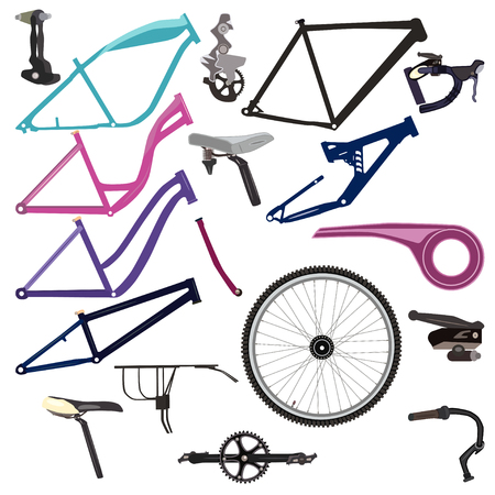 Bike parts and cycling equipment vector illustrationのイラスト素材