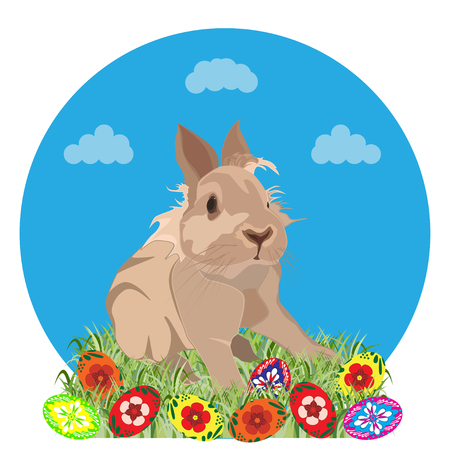 Happy Easter greeting card template, vector illustrationのイラスト素材