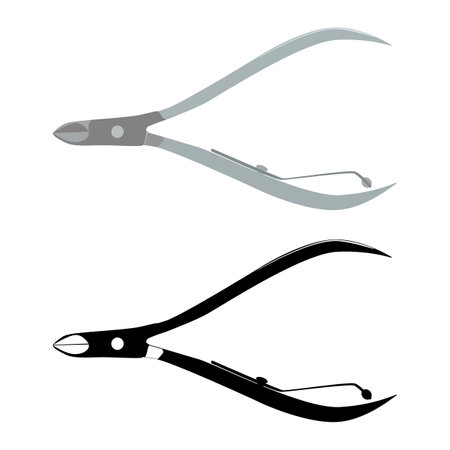 Cuticle nipper, cuticle trimmer silhouette. Manicure and pedicure tools, vectorのイラスト素材