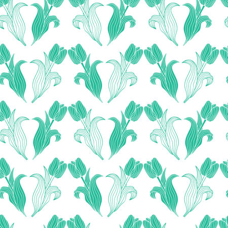 Vector seamless pattern with tulip flowers. Spring floral background, wallpaperのイラスト素材