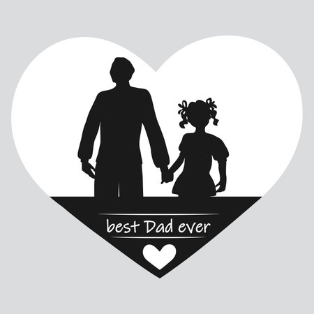 Love Best ever Dad Father Kid Girl Holding Handsのイラスト素材